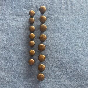 Set of Gold Furniture Knobs.  Eight Large and Seven Small